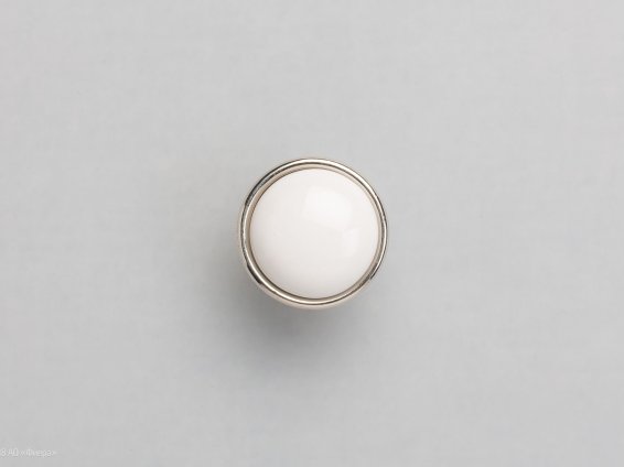 New Deco мебельная ручка-кнопка никель глянцевый и белая керамика