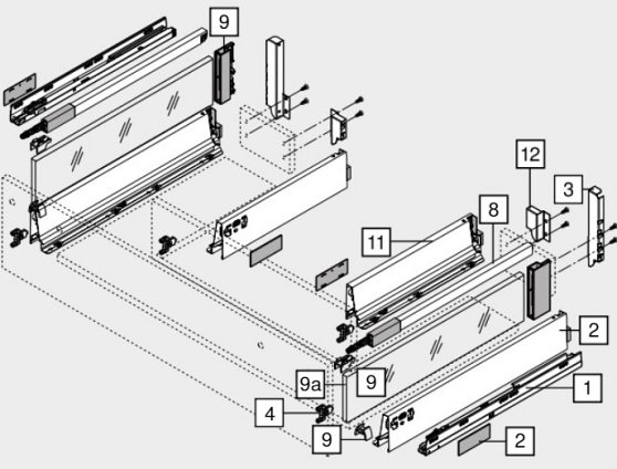 Ящик под мойку TANDEMBOX antaro (224х500) с TIP-ON BLUMOTION, под саморезы, сер., вес ящика от 10 до 30 кг